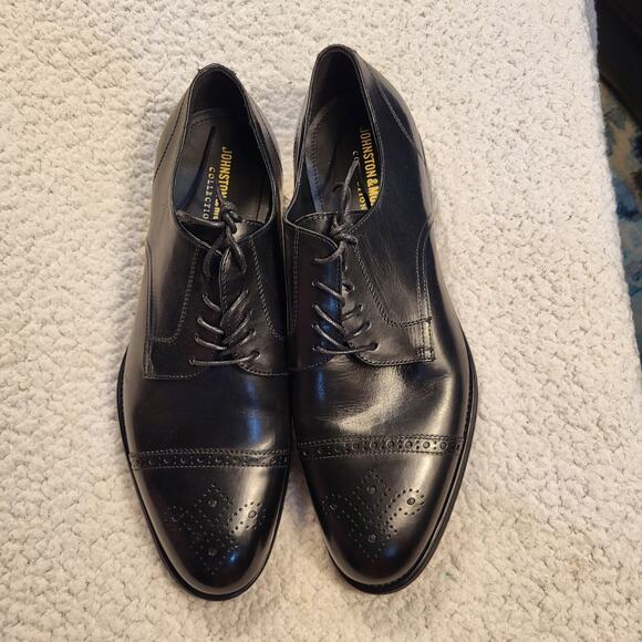 NEW Johnston & Murphy Upton Plain Toe Leather lace up oxford shoe black sz 9.5 M main image 4
